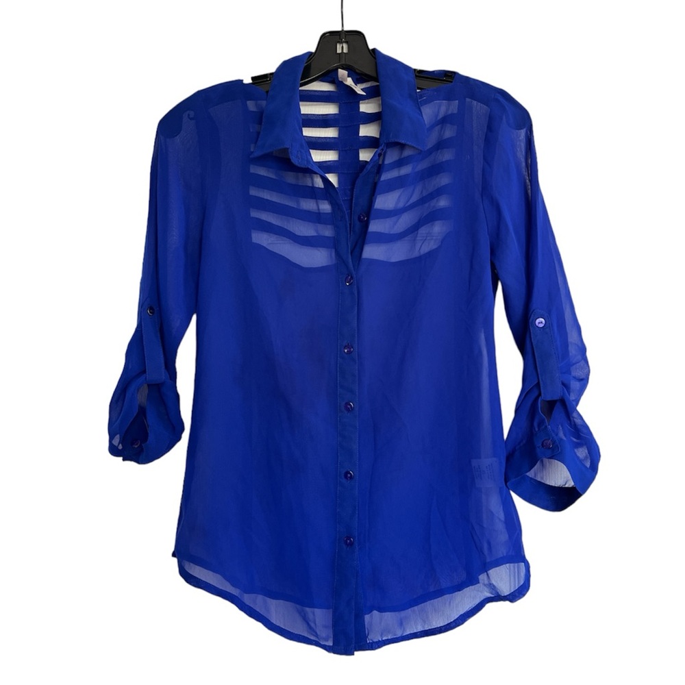 LIVE 4 TRUTH Royal Blue Collared Button Up Blouse XS